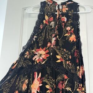 Free People Black Floral Backless Dress